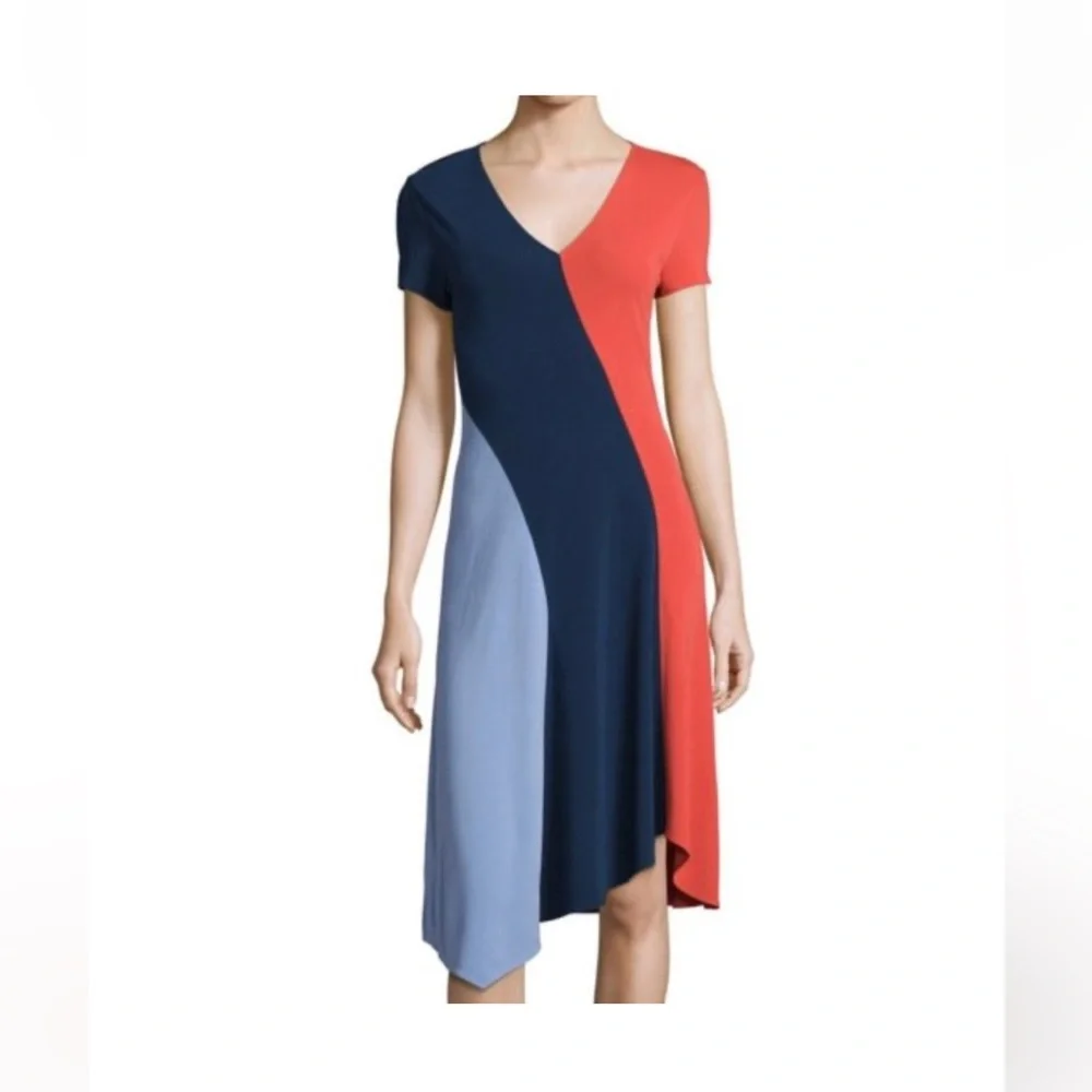Tory Burch Walden Asymmetrical Color Block Dress